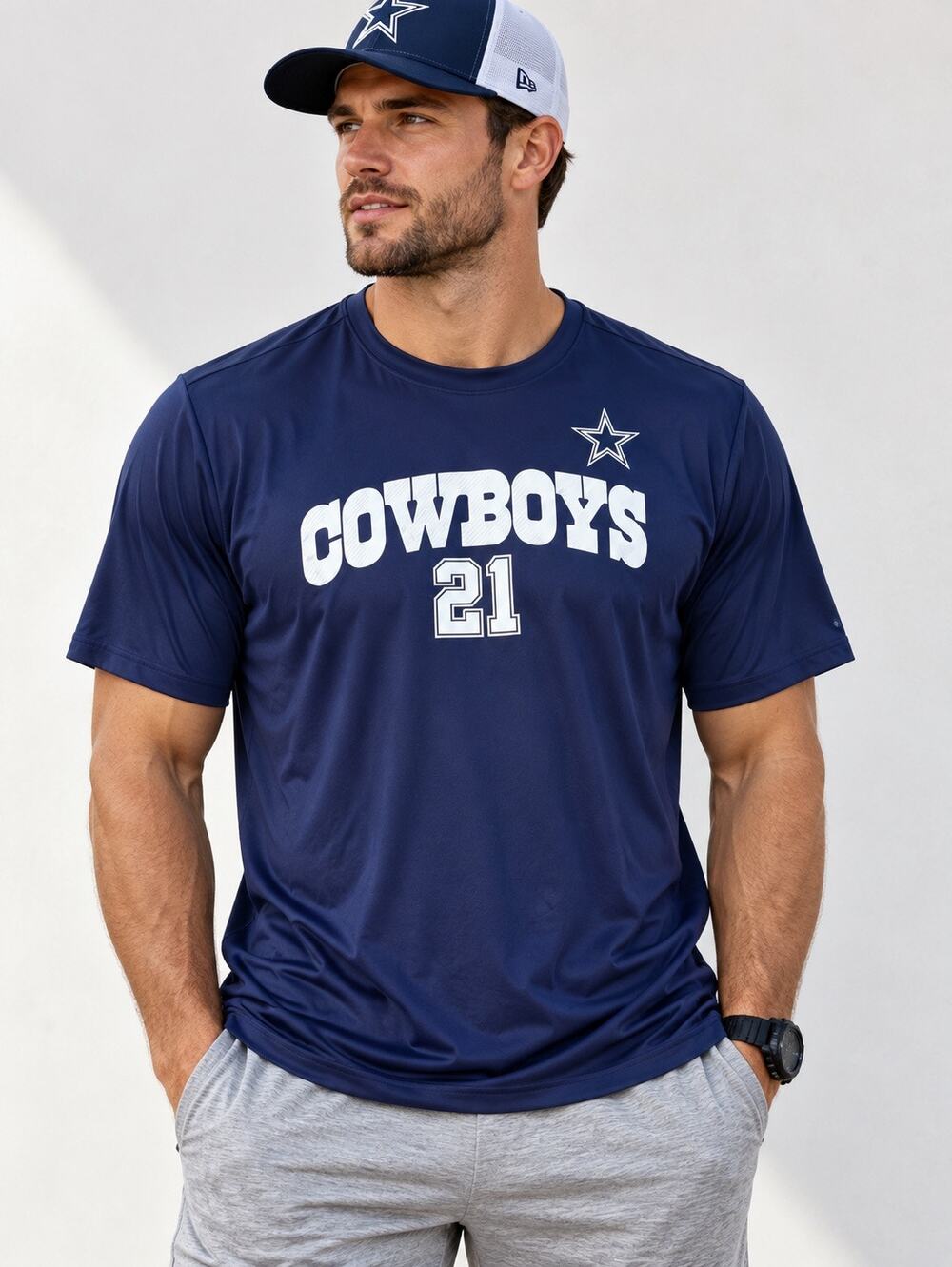 Dallas Cowboys Ezekiel Elliott #21 Men’s 3XL Navy Performance T-Shirt NFL